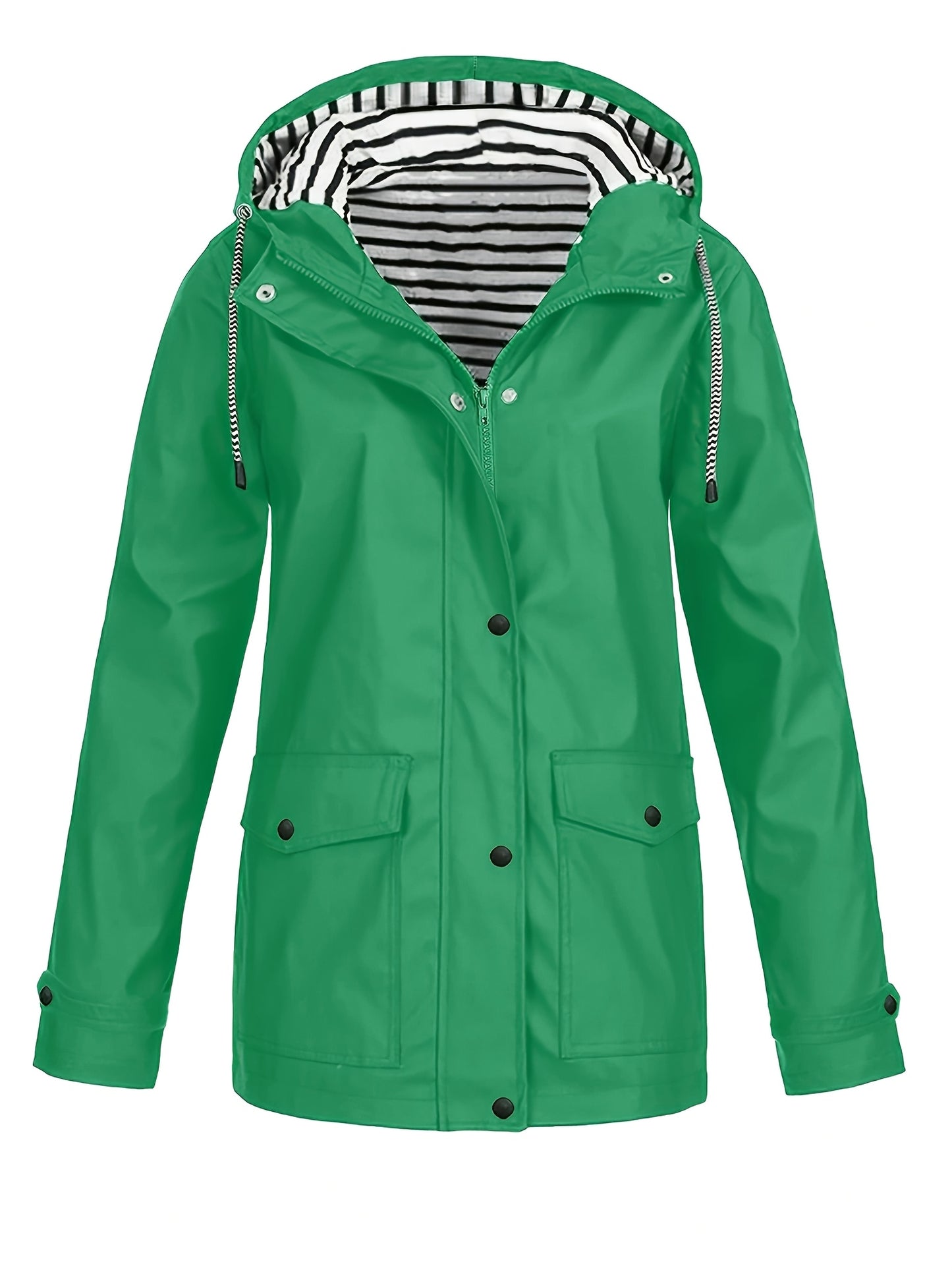 Veste longue à capuche rayée coupe vent femmes du 0XL au 5XL
