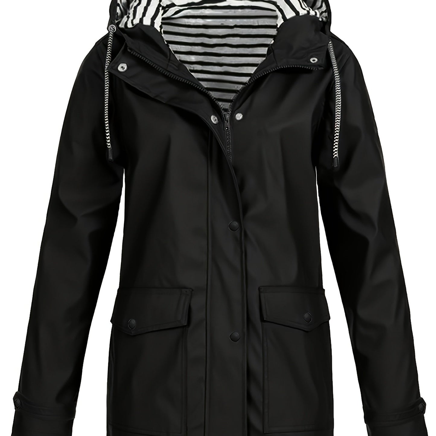 Veste longue à capuche rayée coupe vent femmes du 0XL au 5XL