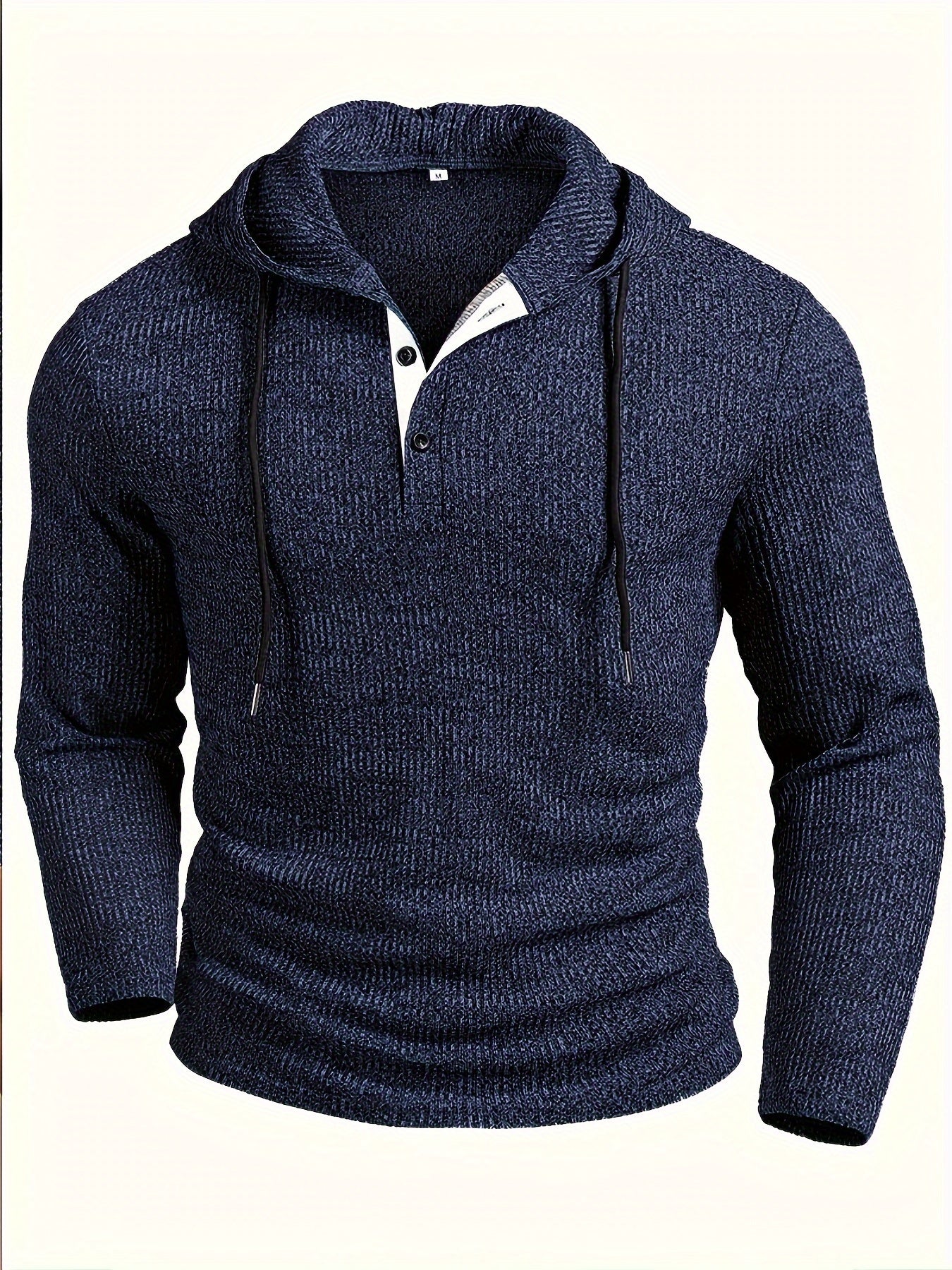T-shirt henley à capuche extensible manches longues du S au 3XL