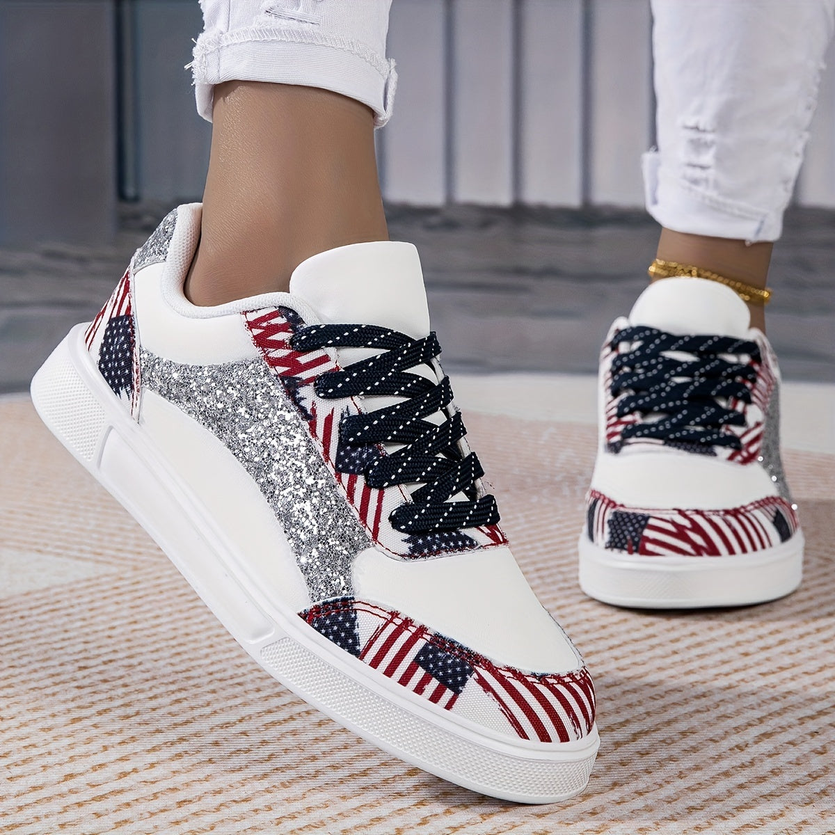 Baskets à sequins blancs et roses du 35,5 au 40
