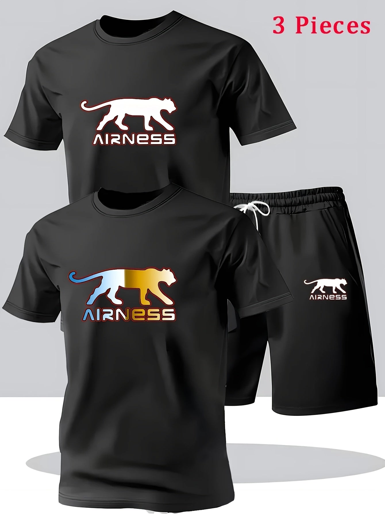 Ensemble 3 pièces 2 t-shirts et 1 short du S au 2XL