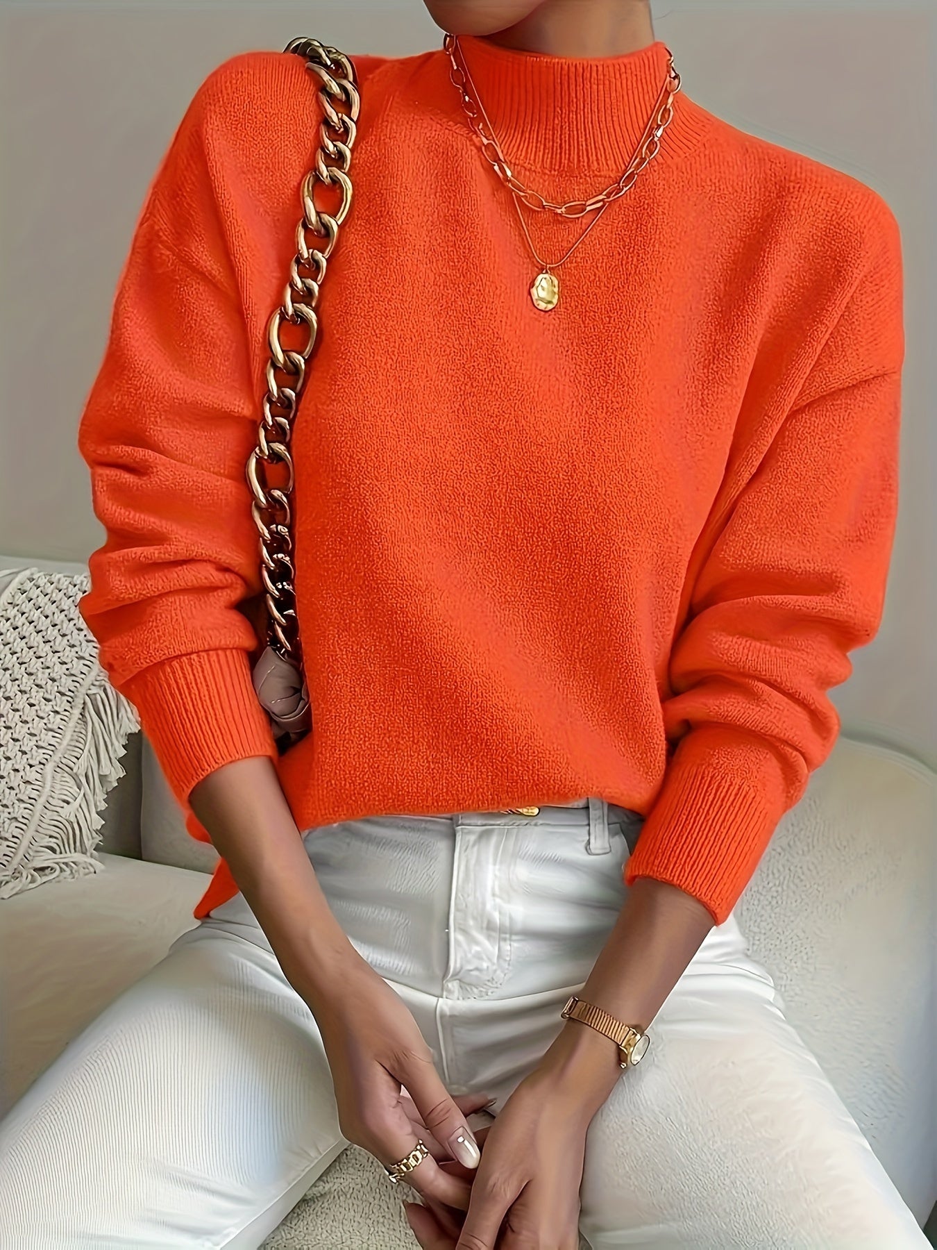 Pull en tricot à col montant grande taille du XL au 5XL MAEJORKEN