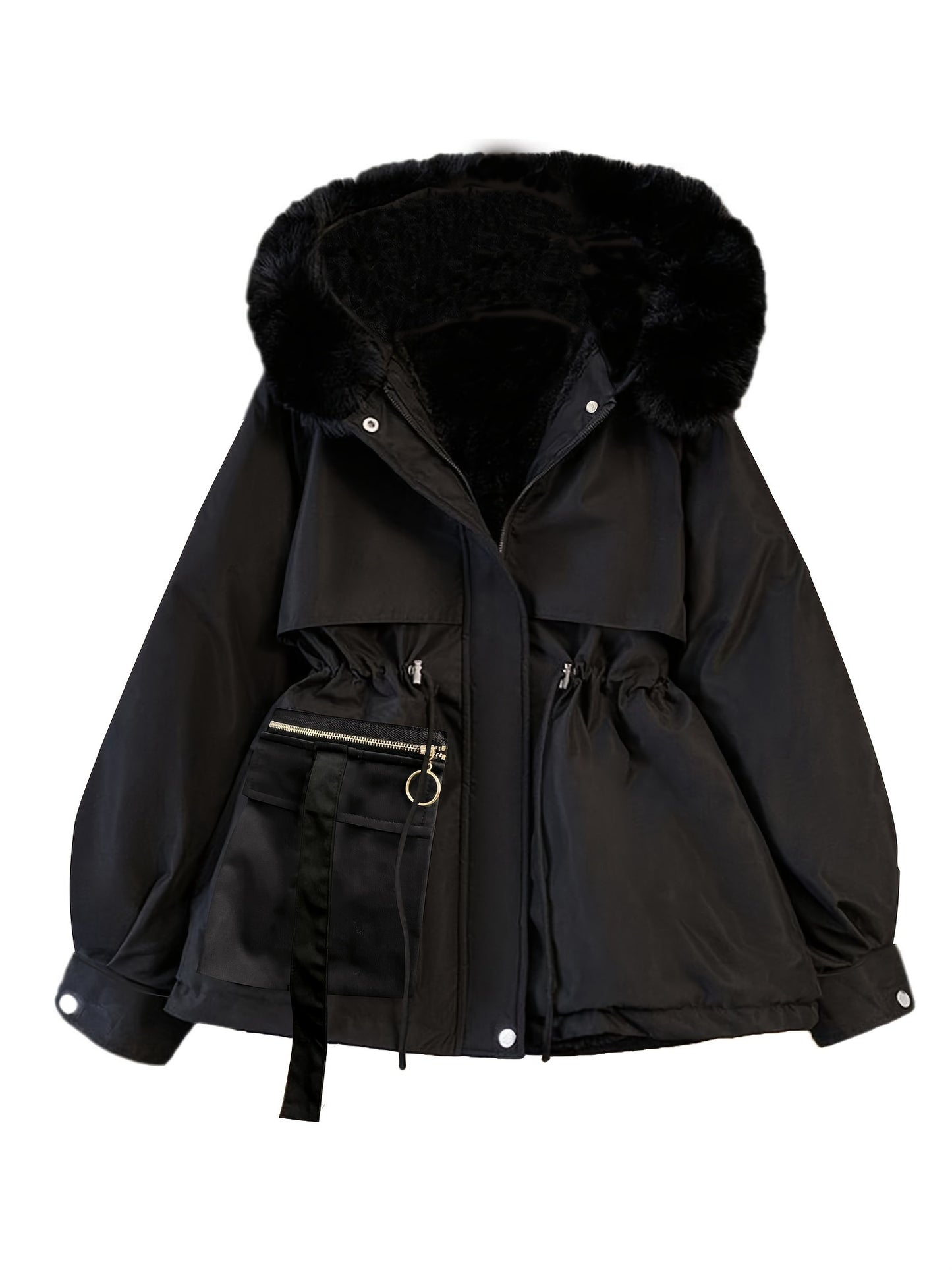 Parka à capuche grande taille avec garniture en fausse fourrure du 1XL au 5XL