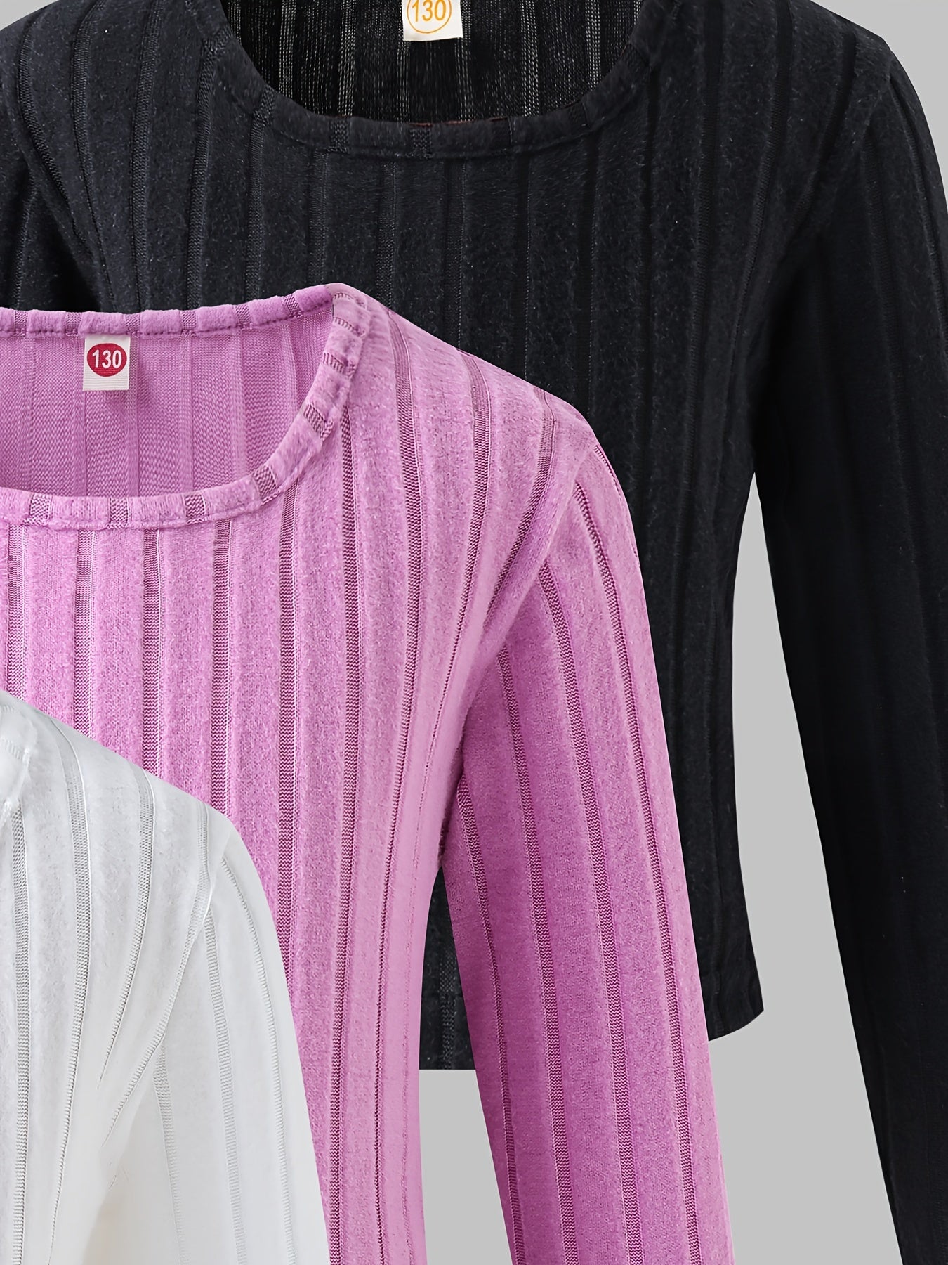 Lot de 3 t-shirts doublés polaire à manches longues pour filles du 5 au 14 ans