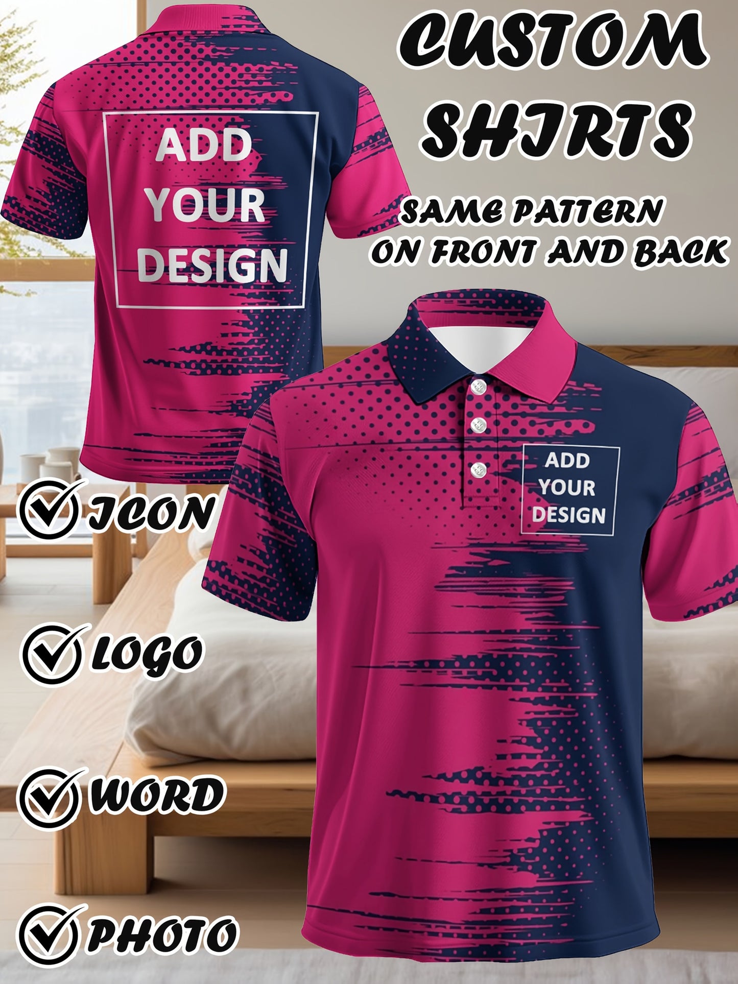 Polo personnalisé logo / texte / image du S au 2XL