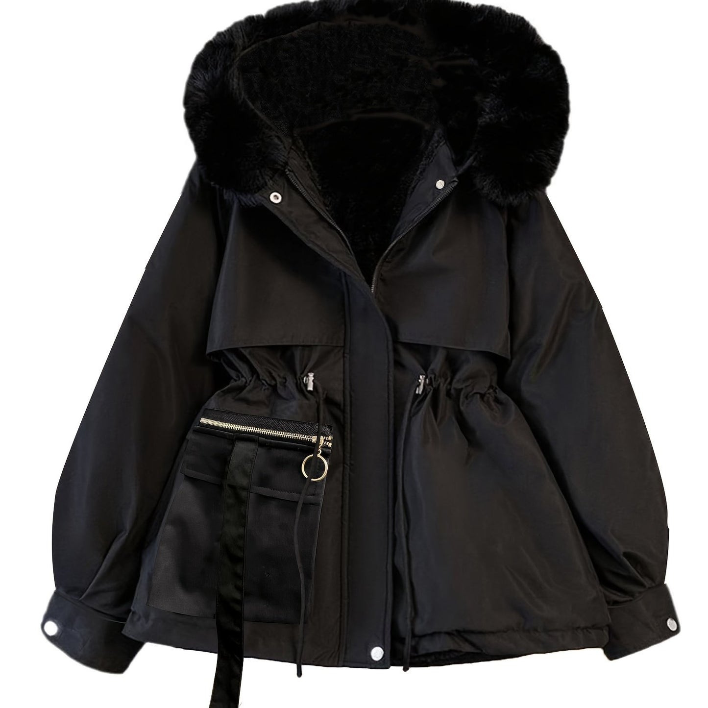 Parka à capuche grande taille avec garniture en fausse fourrure du 1XL au 5XL