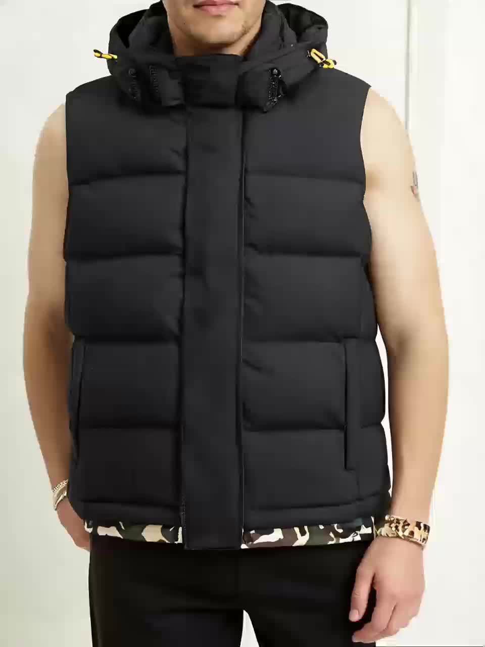 Gilet sans manches à capuche doublé polaire grande taille du 4XL au 7XL MAEJORKEN