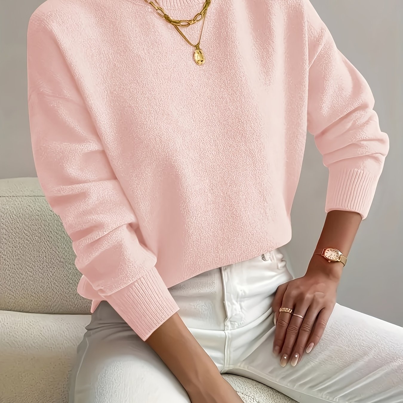 Pull en tricot à col montant grande taille du XL au 5XL MAEJORKEN
