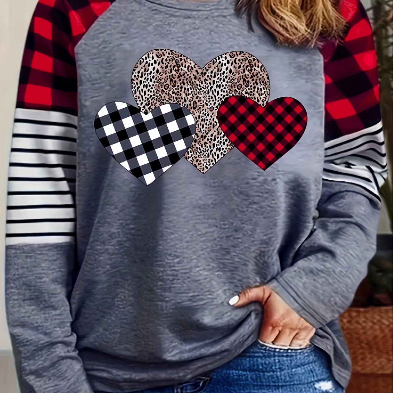 Sweat-shirt décontracté à manches longues du 1XL au 5XL