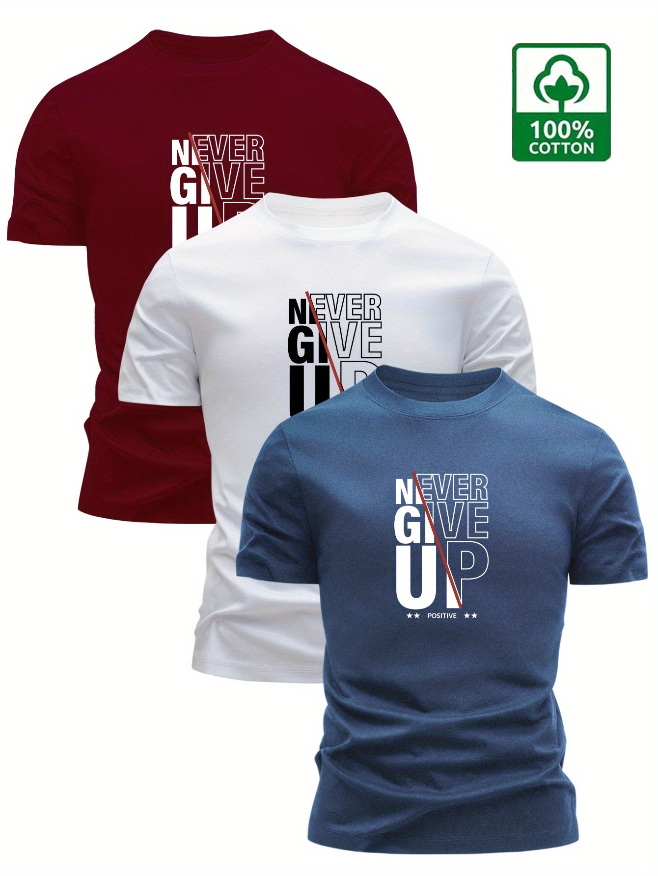 Lot de 3 t-shirts 100% coton du XS au 3XL