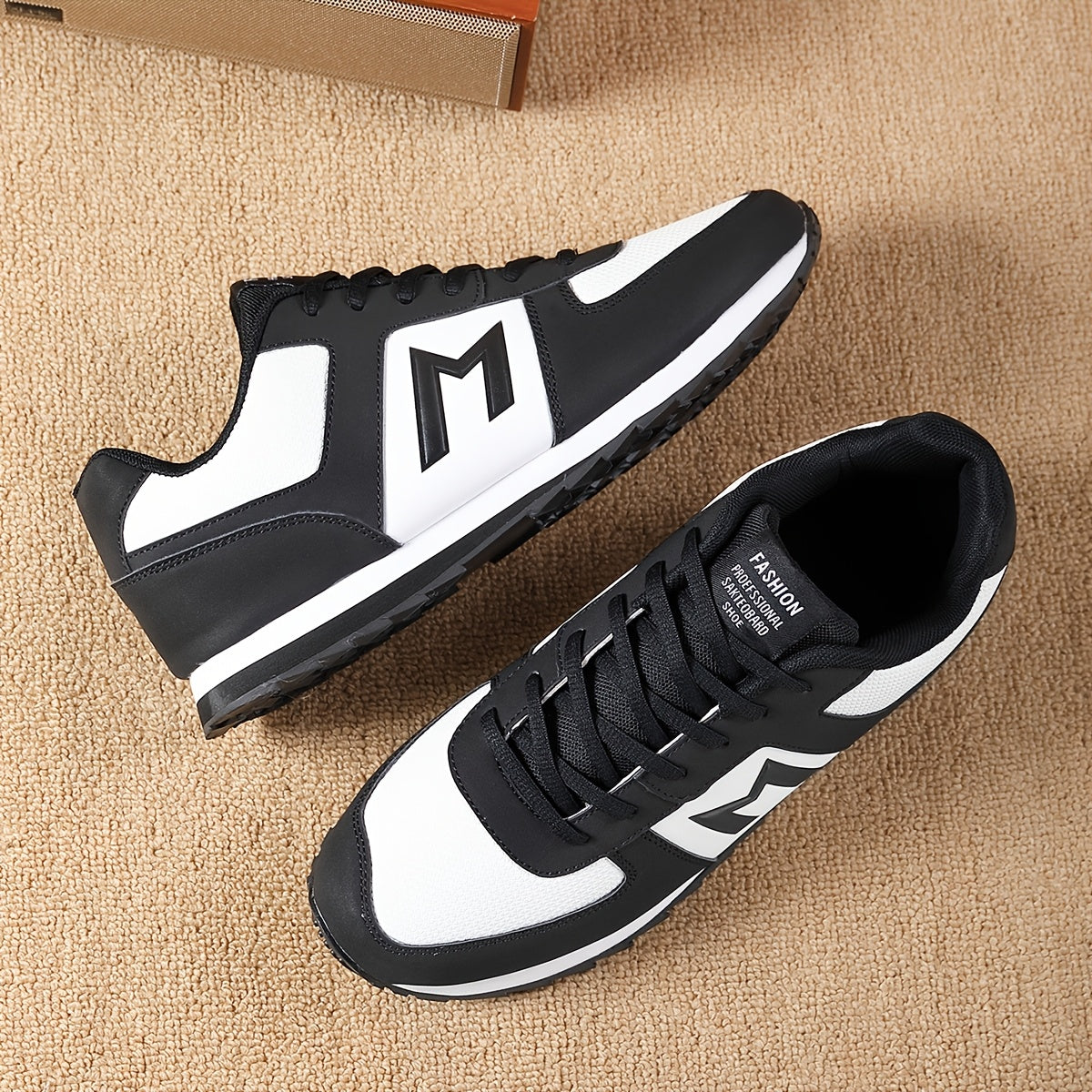 Men'S Breathable Durable All-Season Running Shoes - Comfortable Casual Sneakers with Geometric Pattern, Round Toe & Lace-Up Closure for Hiking, Outdoor, Daily Wear - Versatile Low-Top Design in Black, White, Gray, Hiking Shoe MAEJORKEN