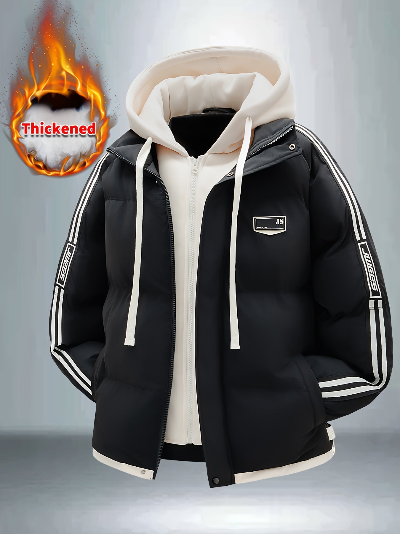 Blouson à capuche épais avec fermeture à glissière du S au 2XL MAEJORKEN