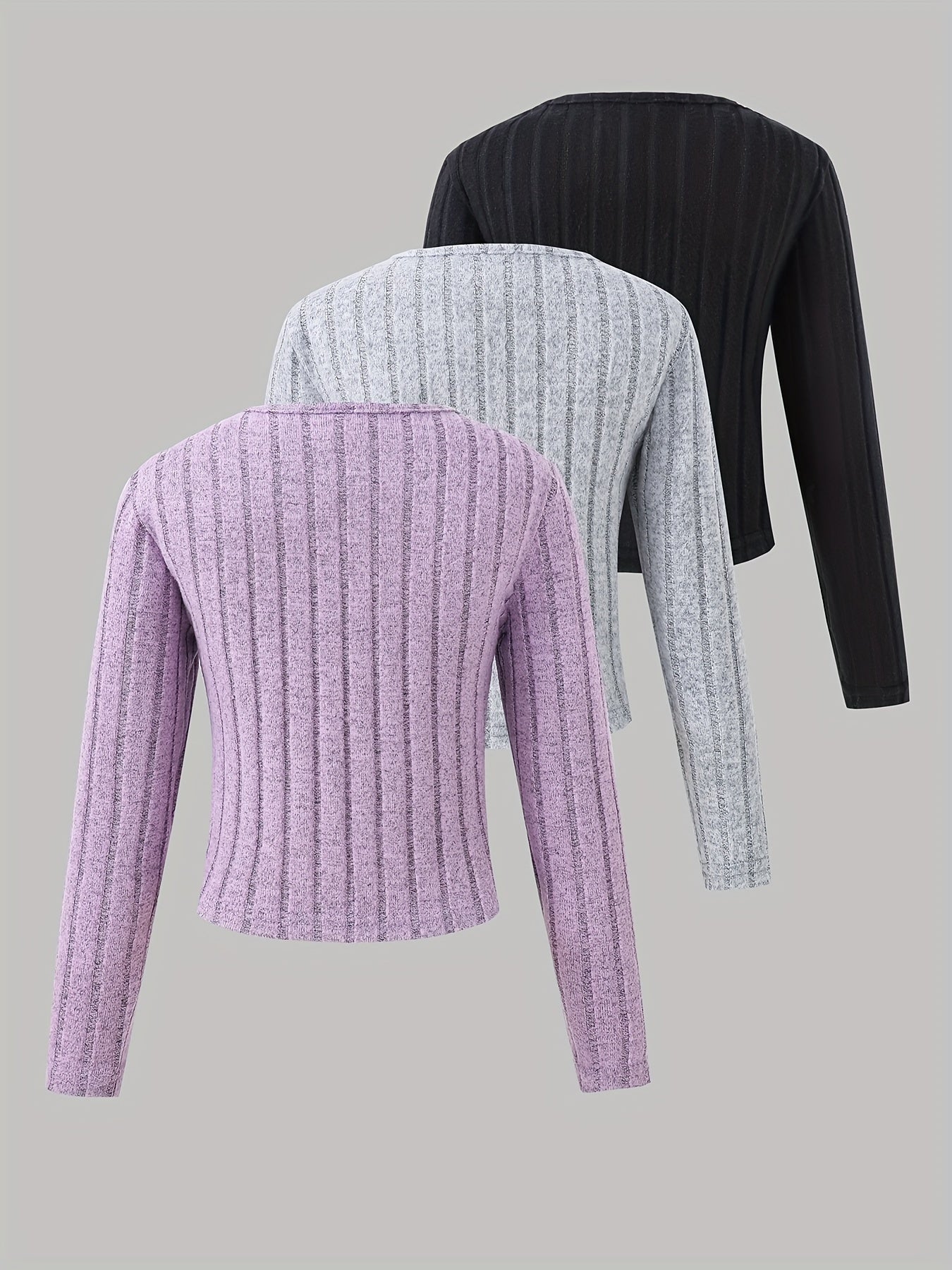 Lot de 3 t-shirts doublés polaire à manches longues pour filles du 5 au 14 ans