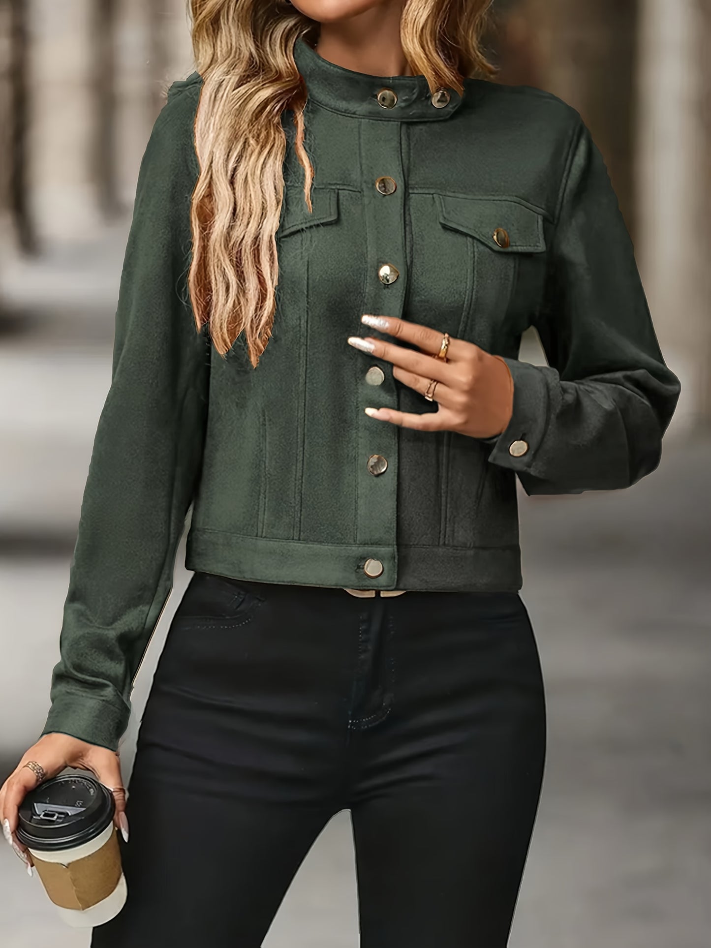 Veste en daim à manches longues d inspiration vintage du S au 2XL