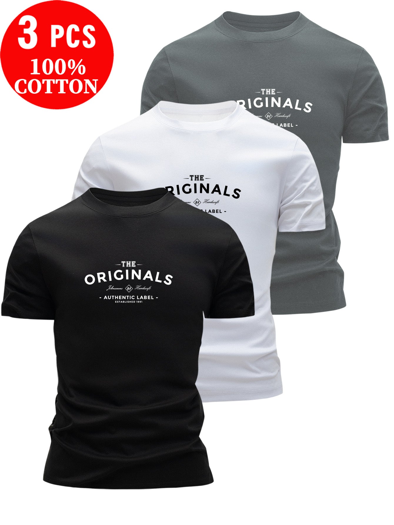 Lot de 3 t-shirts 100% coton " the originals " du XS au 3XL