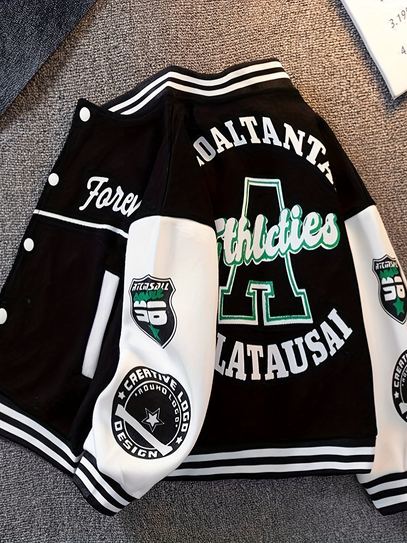 Veste de baseball garçons noir et blanc boutonnage devant du 4 au 13 ans MAEJORKEN