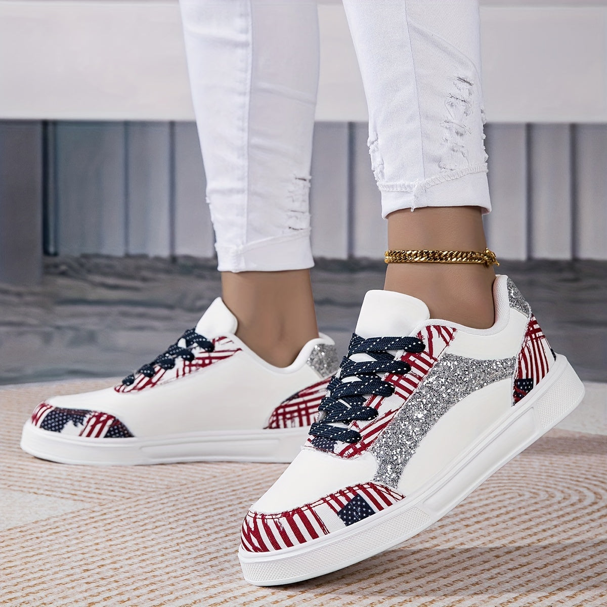 Baskets à sequins blancs et roses du 35,5 au 40