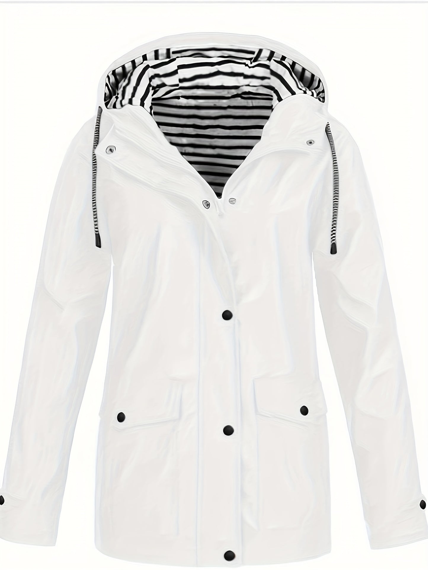 Veste longue à capuche rayée coupe vent femmes du 0XL au 5XL