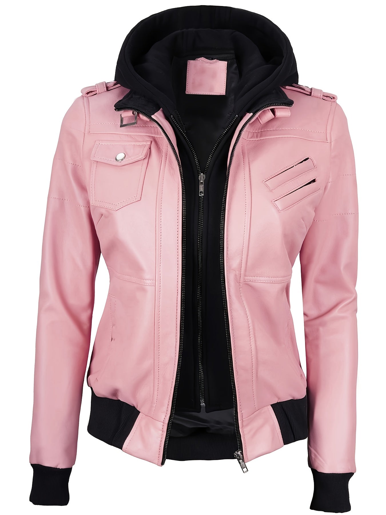 Blouson en cuir zippé élégant pour femmes du S au 2XL MAEJORKEN