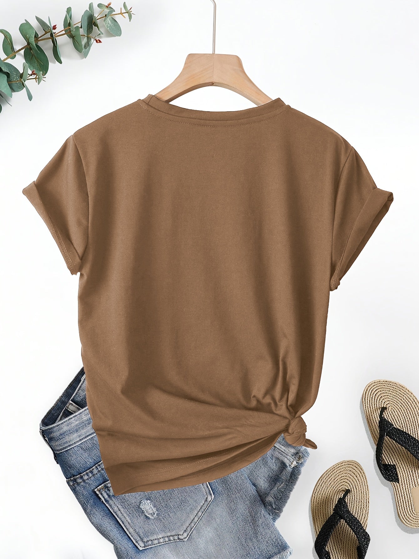 Lot de 3 t-shirts marron à col rond du S au 2XL