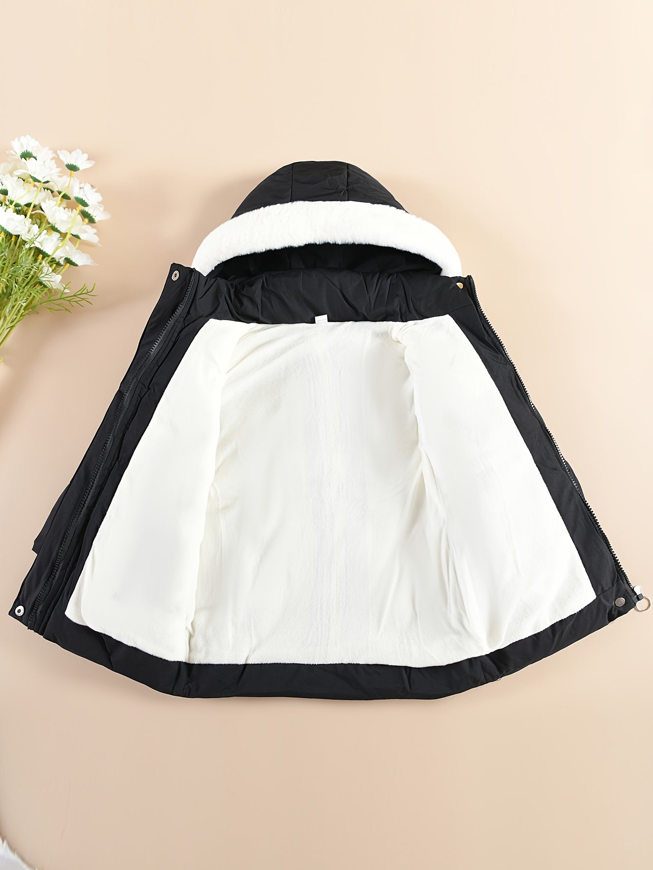 Manteau de couleur unie à capuche avec paires de gants pour filles de 1 à 10 ans MAEJORKEN