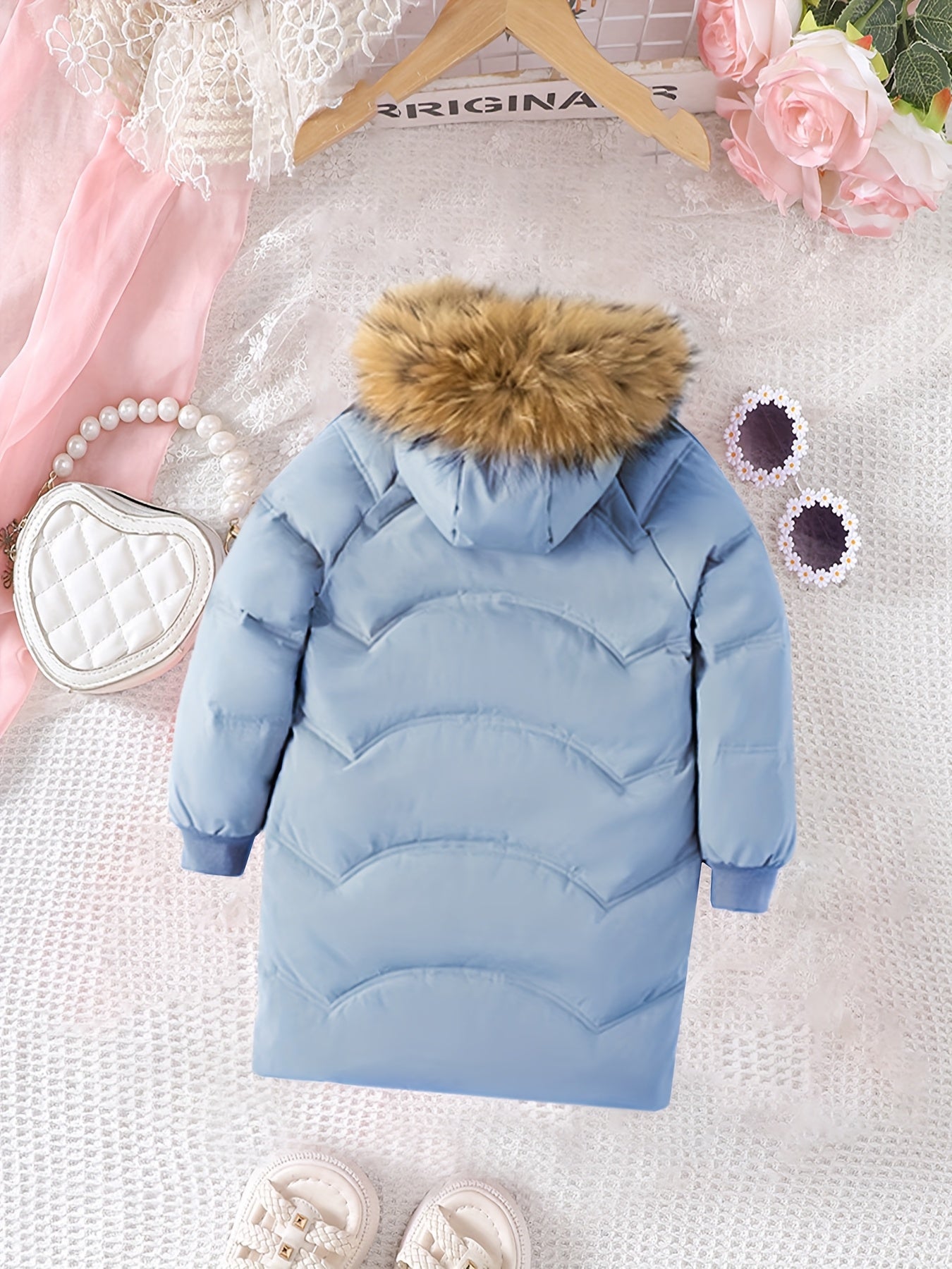 Manteau long avec fermeture à glissière pour filles du 7 au 16 ans