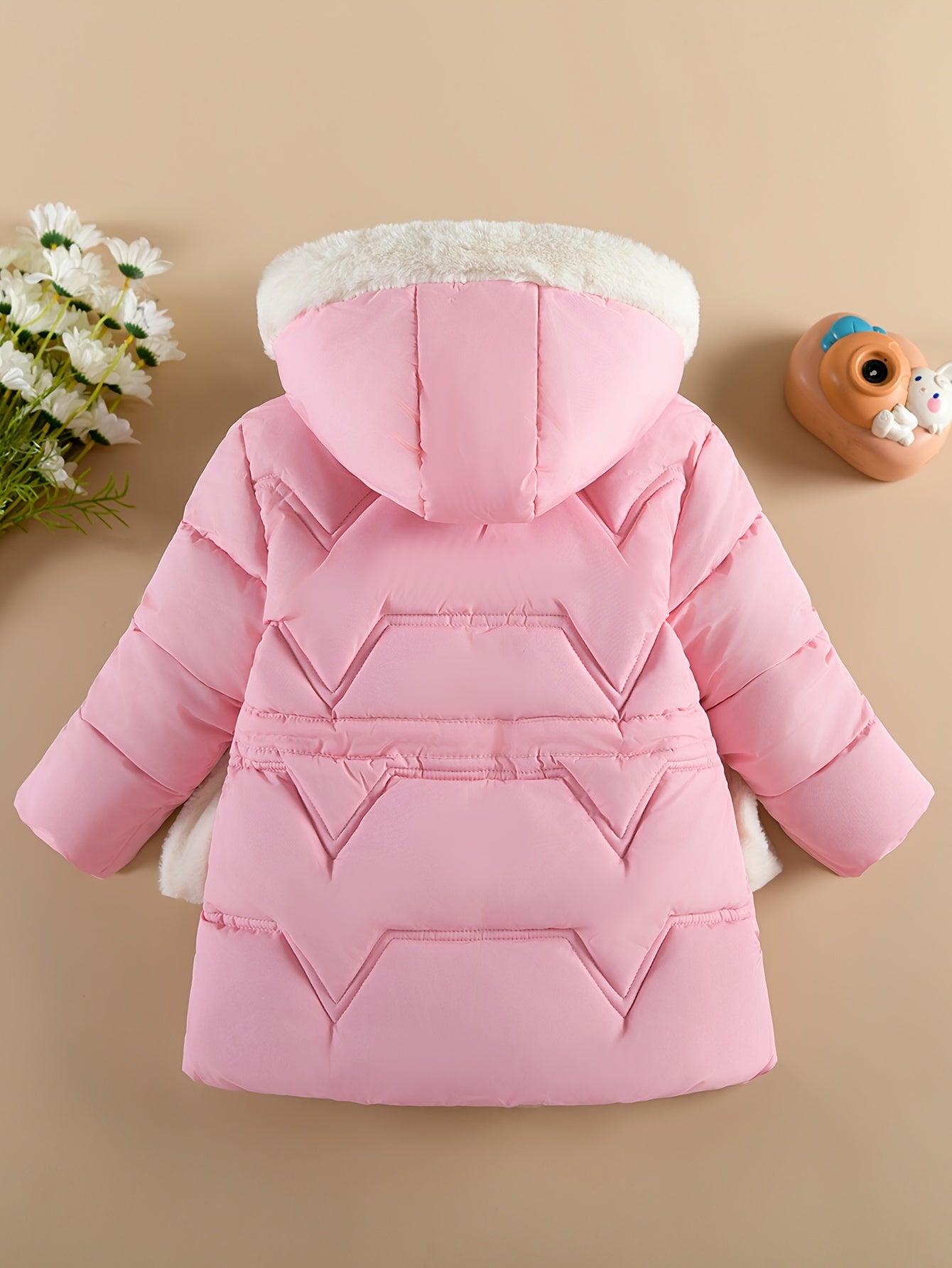 Doudoune à capuche couleur unie avec gant pour filles de 1 ans à 10 ans MAEJORKEN