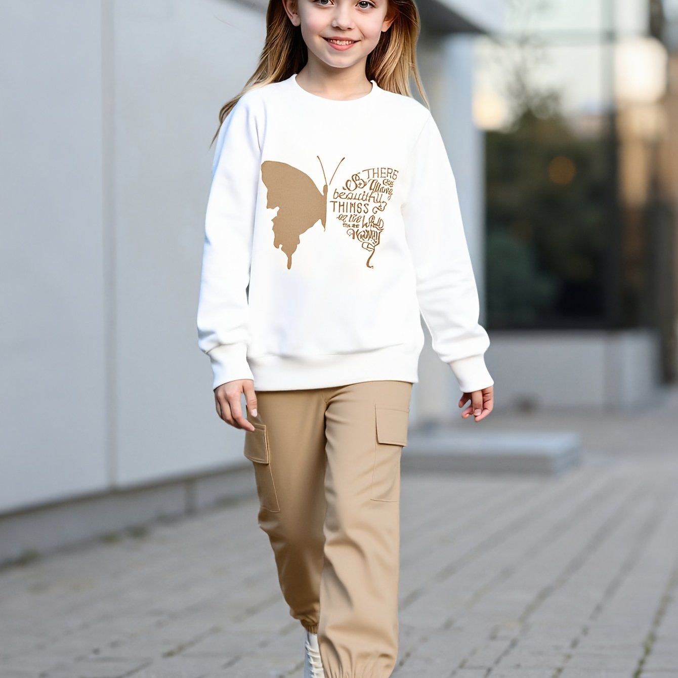 Ensemble pantalon cargo et haut à manches longues pour filles du 4 au 12 ans MAEJORKEN