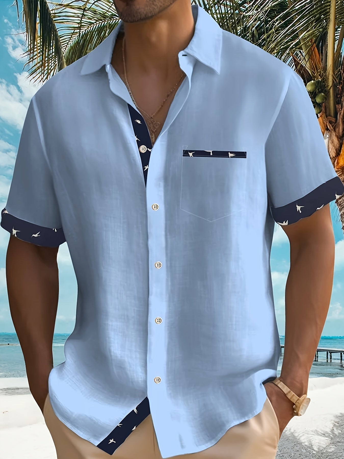 Chemise élégante en mélange de coton assorti de couleur du S au 3XL