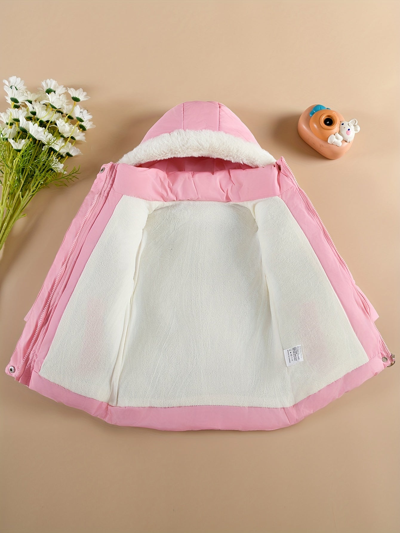 Doudoune à capuche couleur unie avec gant pour filles de 1 ans à 10 ans MAEJORKEN