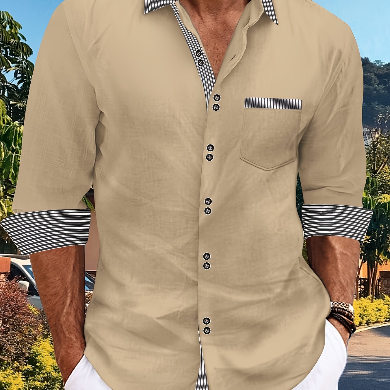 Chemise à manches longues 100 % coton du S au 3XL MAEJORKEN