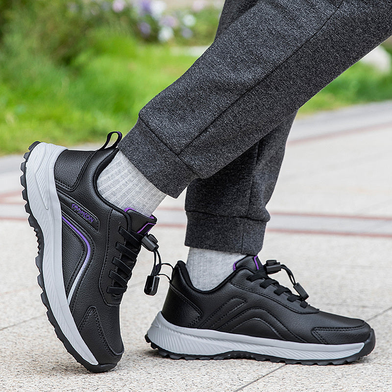 Women'S Non-Slip Walking Shoes - Slip-Resistant Rubber Sole, Cushioned TPR Outsole, Lace-Up Closure - All-Season Elderly Shoes for Seniors, Everyday & Formal Events - PU Synthetic Cover Upper - Non-Slip Grip for Stability & S MAEJORKEN