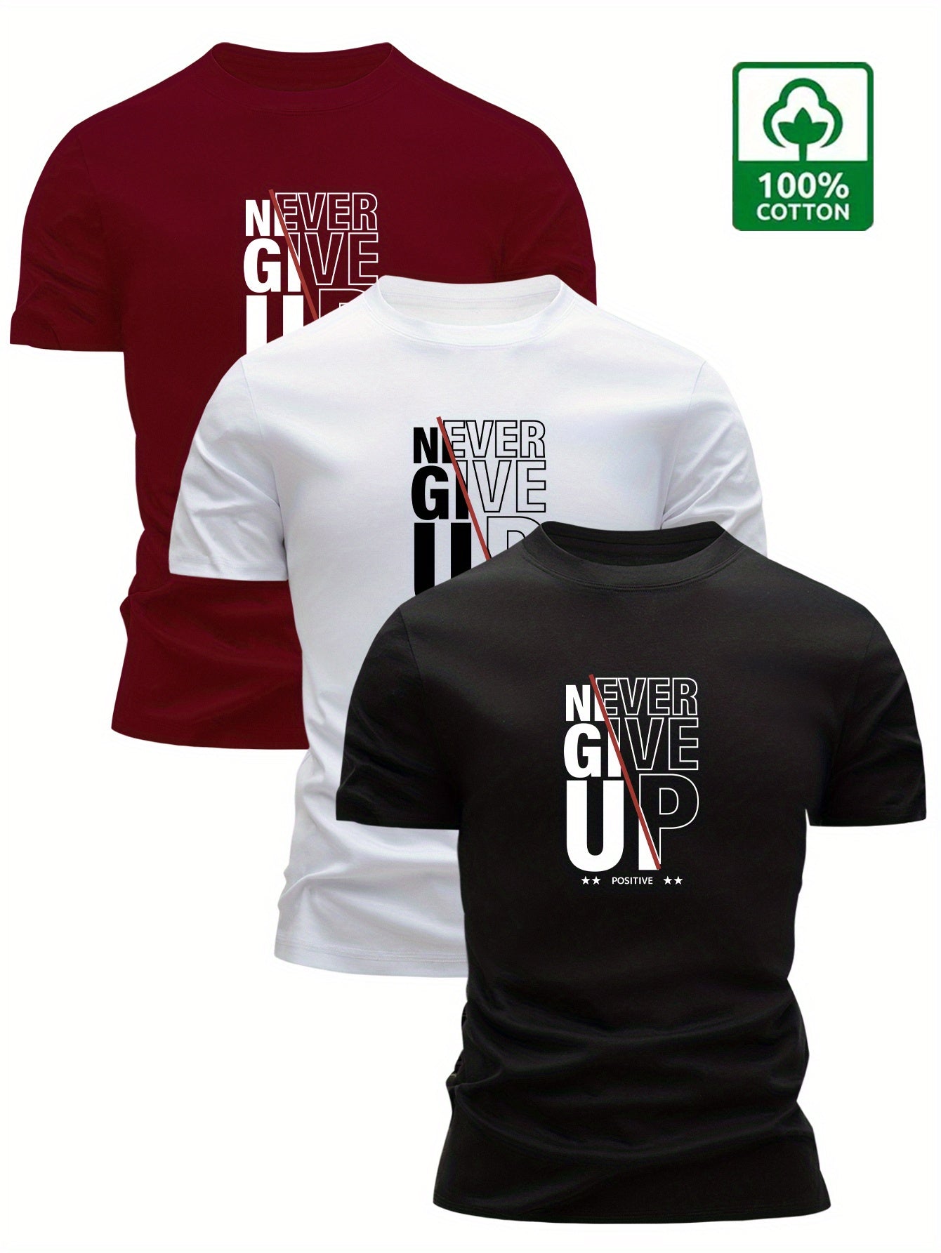 Lot de 3 t-shirts 100% coton du XS au 3XL