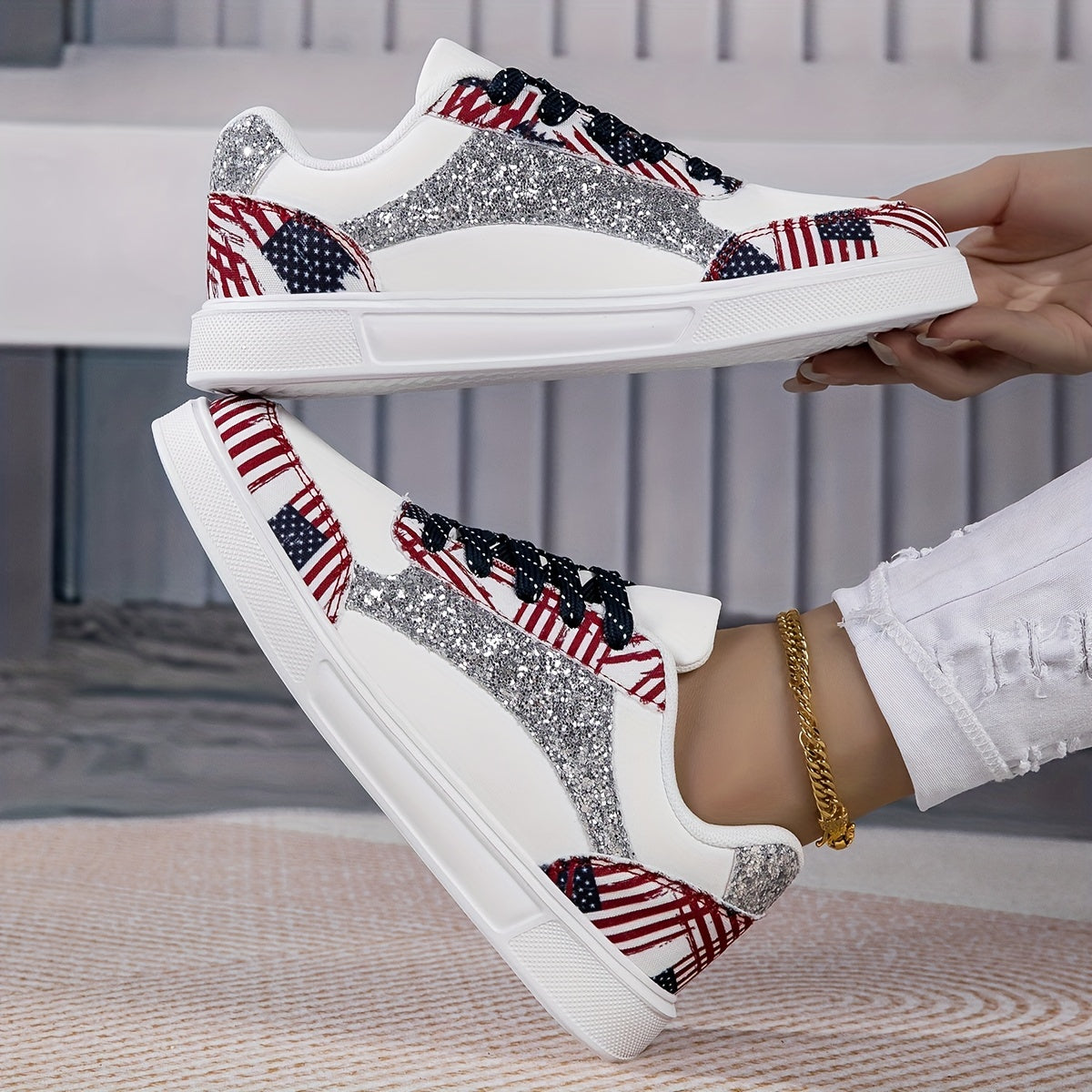 Baskets à sequins blancs et roses du 35,5 au 40 MAEJORKEN