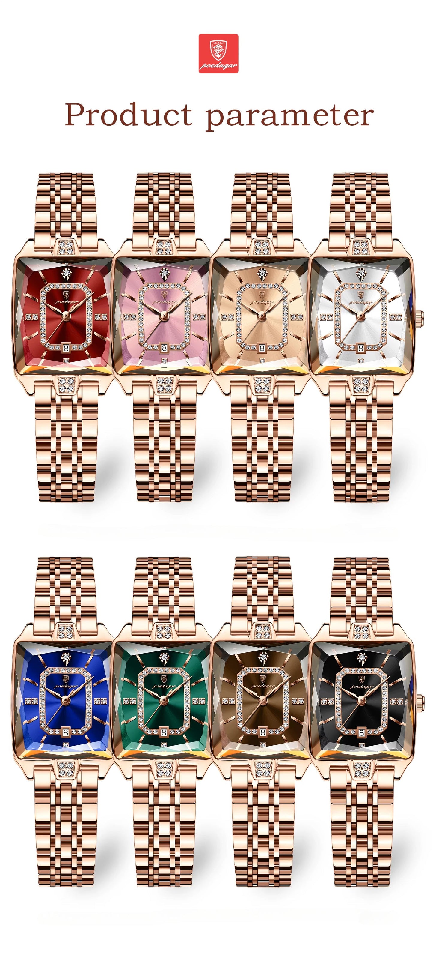 Montre à quartz élégante en acier inoxydable avec cadran lumineux ( coffret non inclus ) MAEJORKEN