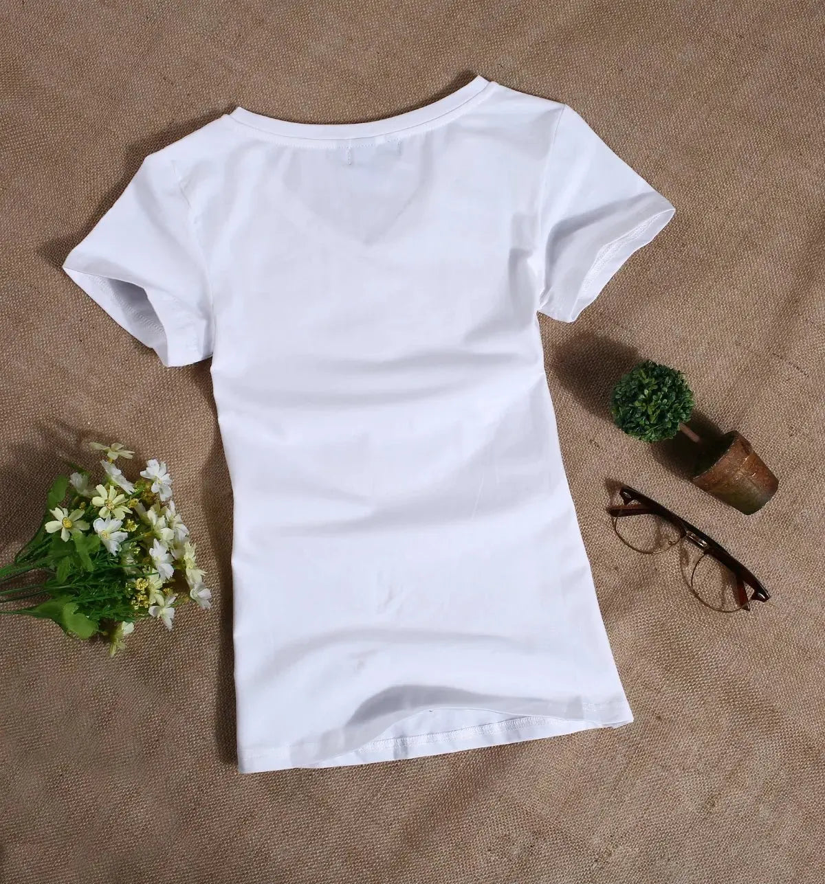 T-Shirt à manches courtes mince couleur unie