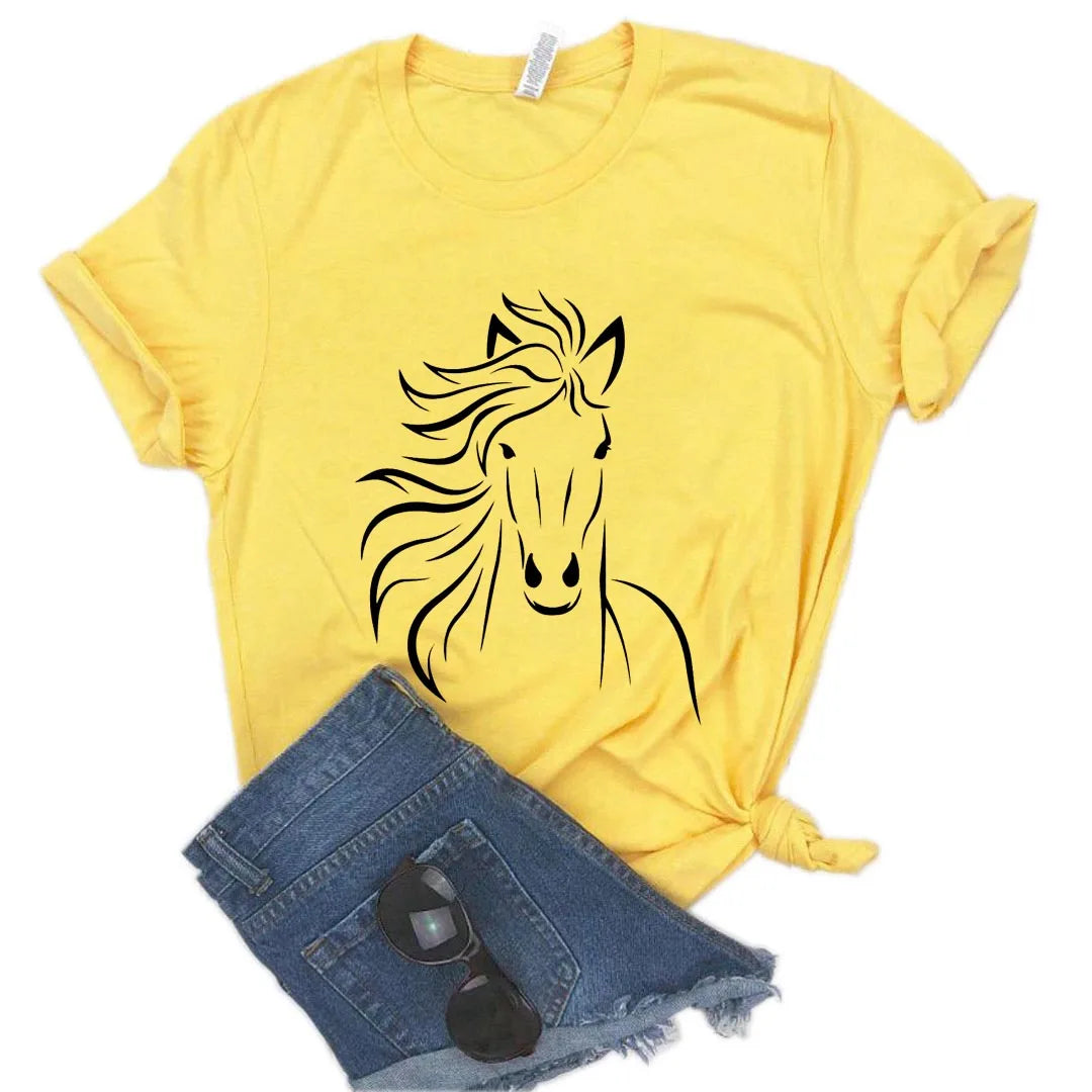 T-shirt à manches courtes col rond amoureux des chevaux MAEJORKEN