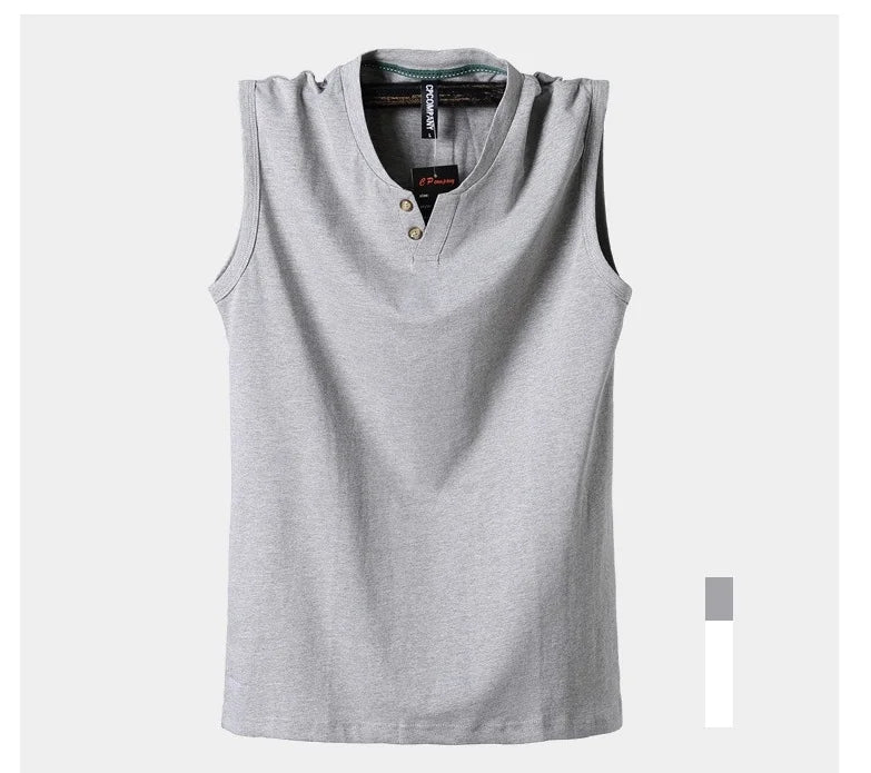 Débardeur classique sans manches en coton pur , couleur unie, col en V, du L au 6XL