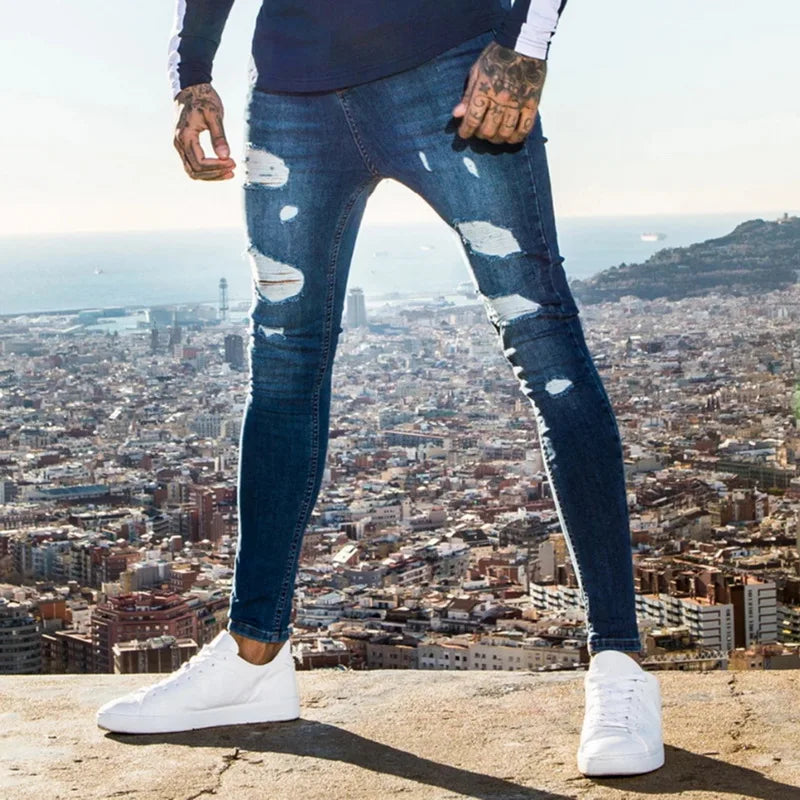 Jeans en denim déchiré