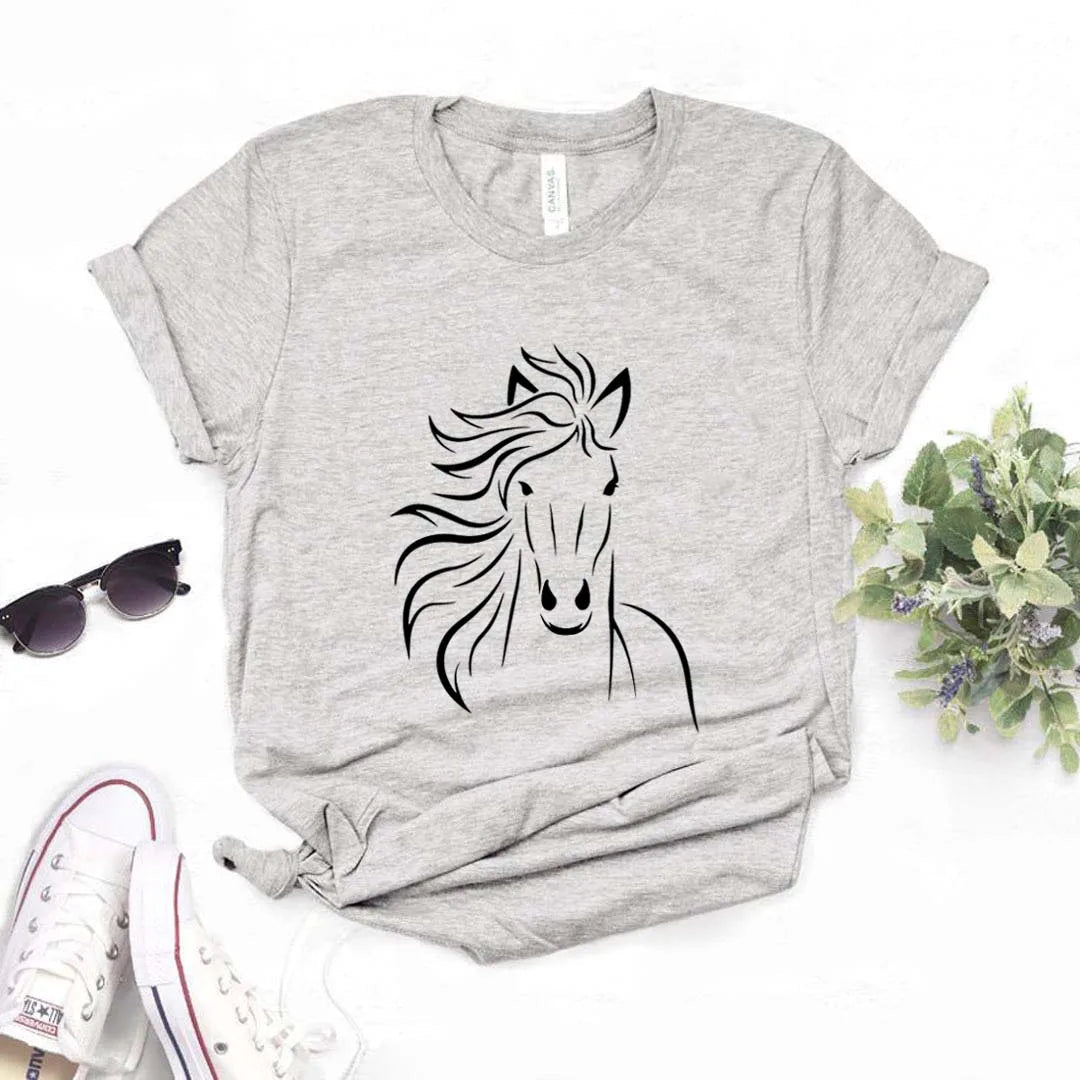 T-shirt à manches courtes col rond amoureux des chevaux MAEJORKEN