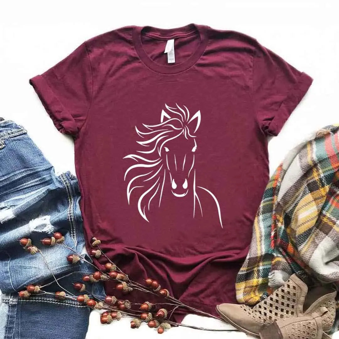 T-shirt à manches courtes col rond amoureux des chevaux MAEJORKEN