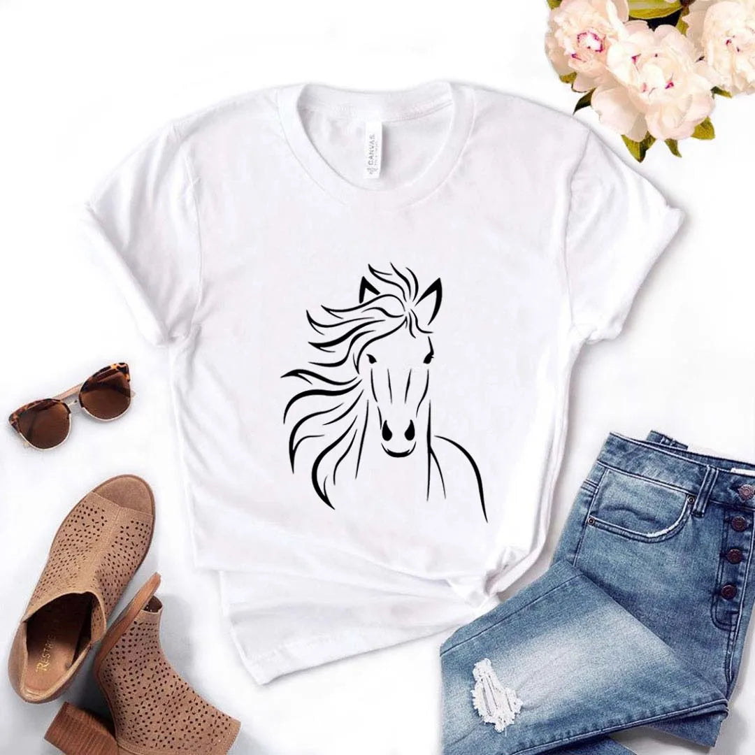 T-shirt à manches courtes col rond amoureux des chevaux MAEJORKEN