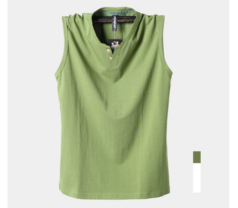 Débardeur classique sans manches en coton pur , couleur unie, col en V, du L au 6XL