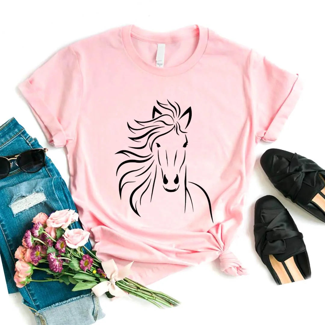 T-shirt à manches courtes col rond amoureux des chevaux MAEJORKEN