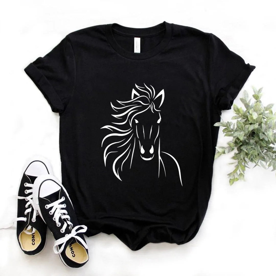 T-shirt à manches courtes col rond amoureux des chevaux MAEJORKEN