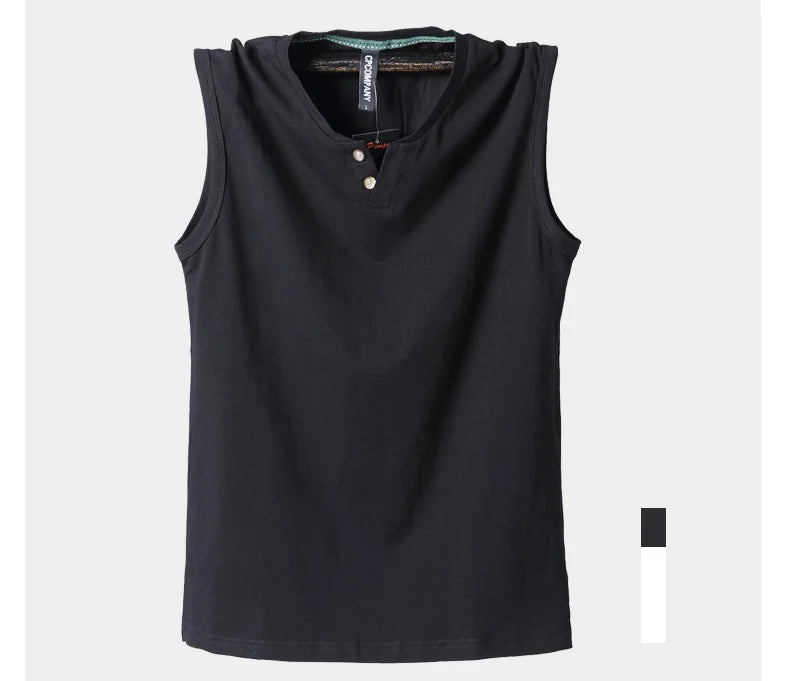Débardeur classique sans manches en coton pur , couleur unie, col en V, du L au 6XL