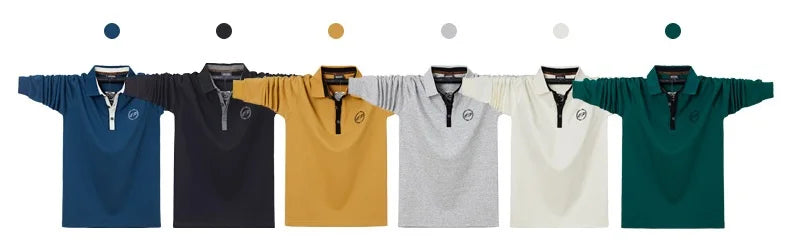 Polo en coton brodé manches longues du M-6XL MAEJORKEN
