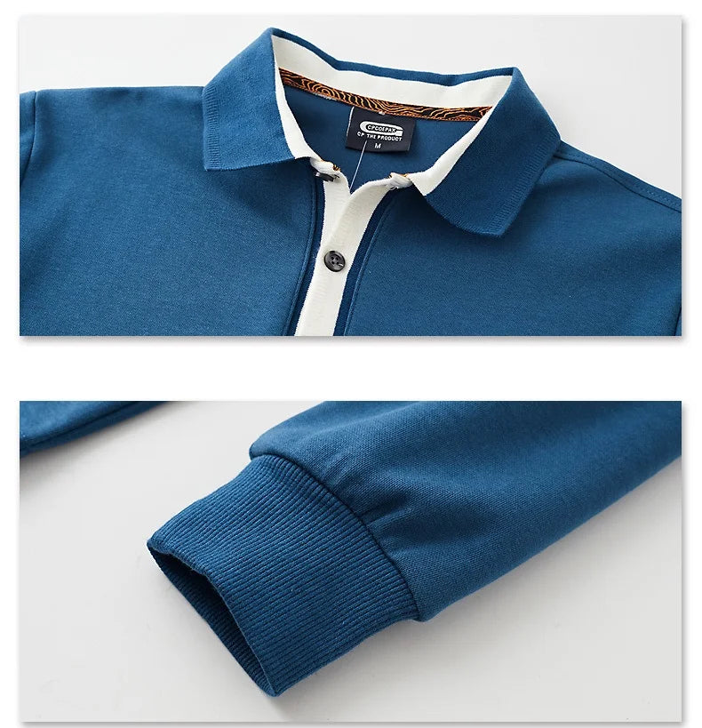 Polo en coton brodé manches longues du M-6XL MAEJORKEN