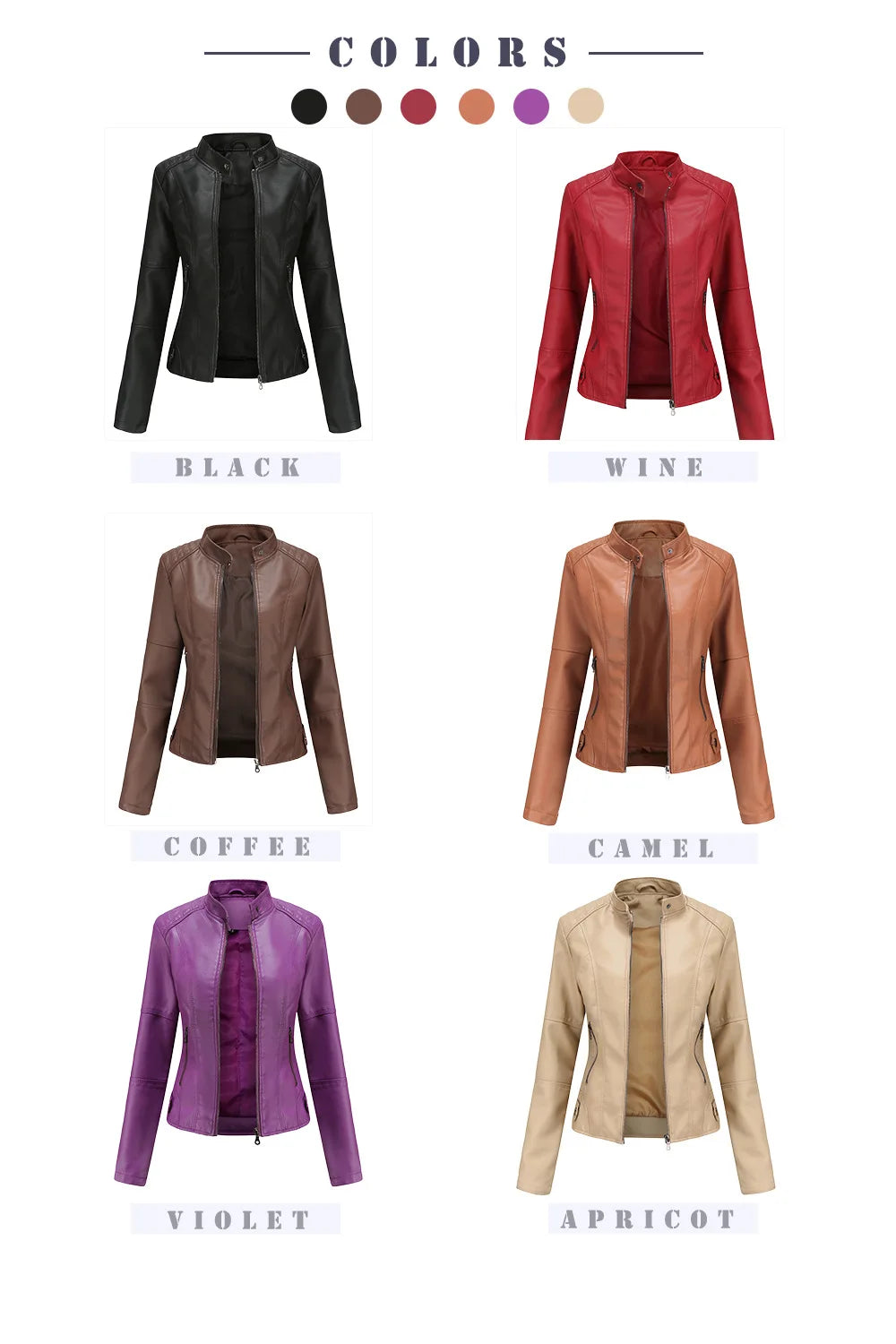 Blouson en simili cuir du XS au 4XL