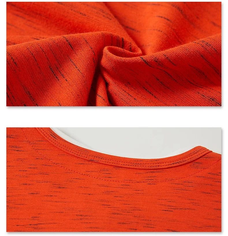 T-shirt à manches longues en coton à col en V grande taille M-6XL
